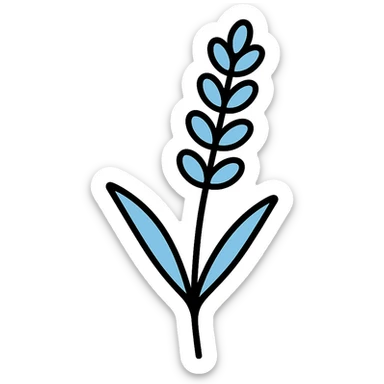 Change the lavender sprig icon to a pastel blue color, keeping the icon style clean and minimal, with no background. sticker