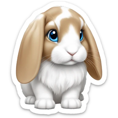 Mini lop bunny caramel and white blue eyes sticker