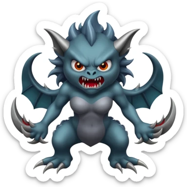 dark angry siren monster, full body sticker