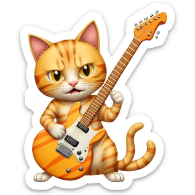 Angry Yellow tabby cat playing heavy metal guitar sticker