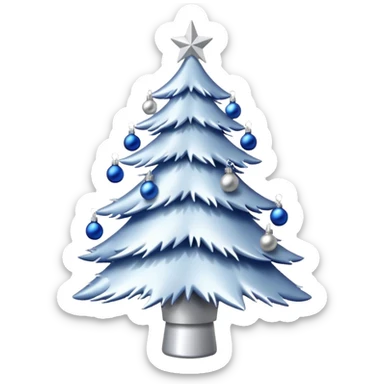 White christmas tree withe blue and silver decoration sticker