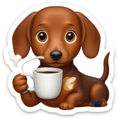 brown dachshund coffee with a bit of hair  sticker