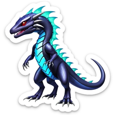 Shiny Gothic epic Salandit-Genesect-Miraidon-Fakémon-hybrid-creature (full body)  sticker
