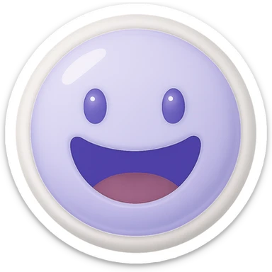 Edit the image to change the smile style to a wide, open-mouthed grin while keeping the same color #D5D6F6. Maintain the original style and transparent background. sticker