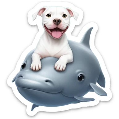 White pitbull on top of beluga whale sticker