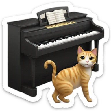 cat play piano sticker