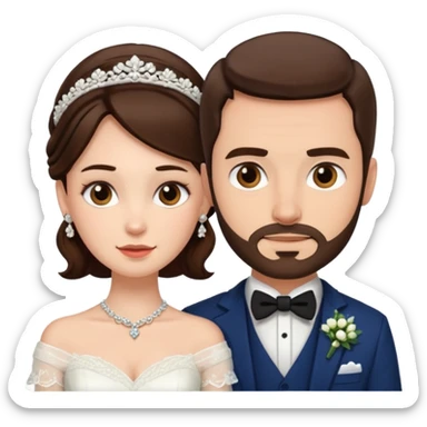 scottish man with stubble, brunette woman wedding sticker