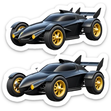  the animated series aerodynamic futuristic Venom Batmobile loosely based on 1936 freightliner school bus (flat long straight organically-shaped mechanical body) stealthy town hot rod desert dirt racing rwd buggy  sticker