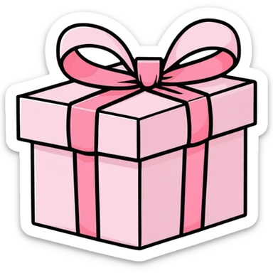 cute pink pastel gift box with ribbon, baby pink color sticker