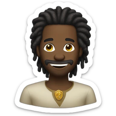 Black man imberbe with dread locks and golden teeth wearing a kippa sticker
