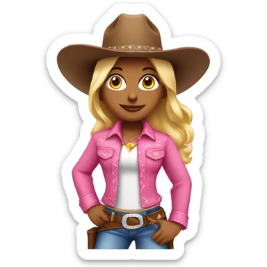 pink cowboy girl sticker
