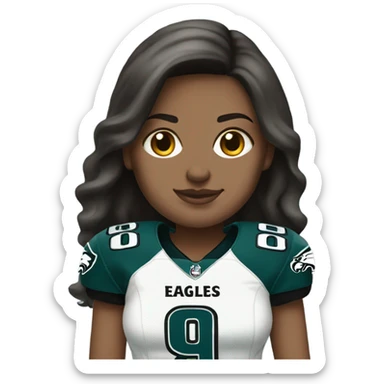  White female brunette wearing Philadelphia Eagles jersey sticker