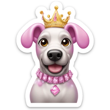 Pink balloon dog with a princess tiara sticker