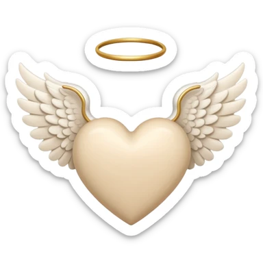 beige heart with white angel wings sticker