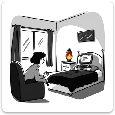 A bedroom lit by a lava lamp and an open laptop running early 2000s MSN Messenger

 sticker