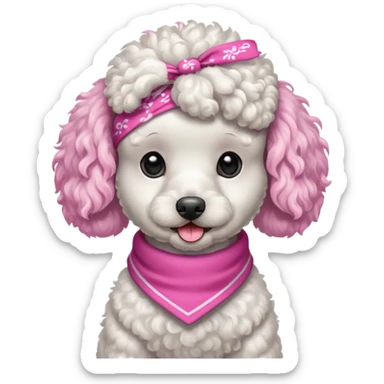 white poodle with pink bandana sticker
