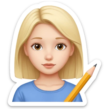 a girl who is drawing cute herself  sticker