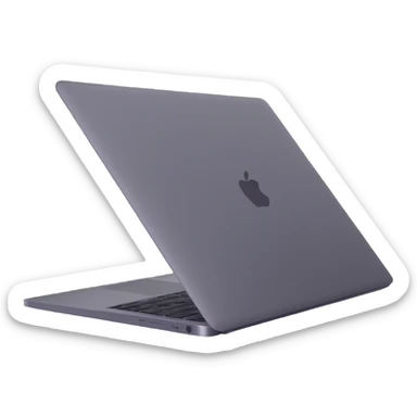 3D illustration of a MacBook laptop, side view, thin profile, metallic, realistic sticker