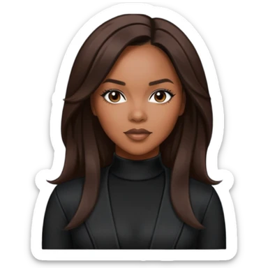LeToya Luckett from Destiny's Child with long dark brown hair, black outfit sticker