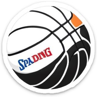 minimalist black Spalding basketball with simple NBA logo, few colorful lines, clean design sticker
