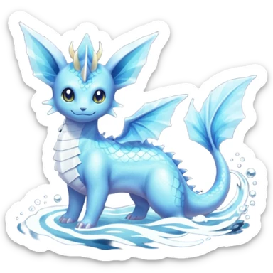Lumineon-Vaporeon-Amaura-Dragonair-Fakémon-hybrid-creature (full body)  sticker