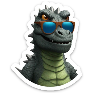 Godzilla with sunglasses  sticker