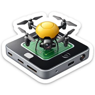 ultra realistic processor with a small drone picture sticker