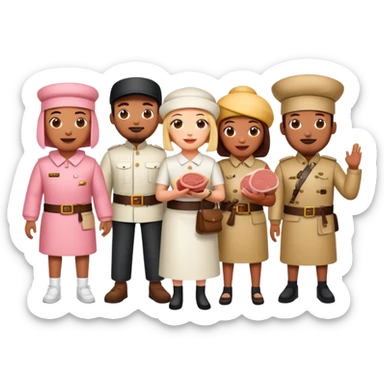 spam artists welcoming guests at a spam meat art gallery exhibition  sticker