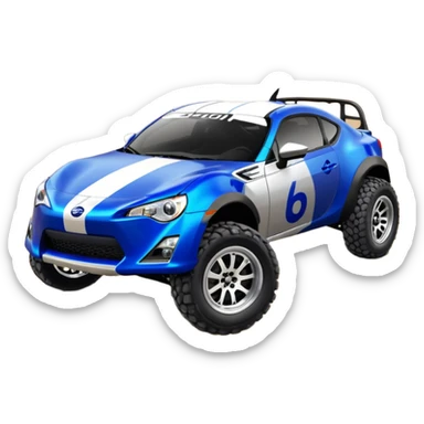 2013 scion fr-s ultramarine off road 4wd monster Baja dessert stadium racer number 86 with large chrome silver wheels and long travel suspension  sticker