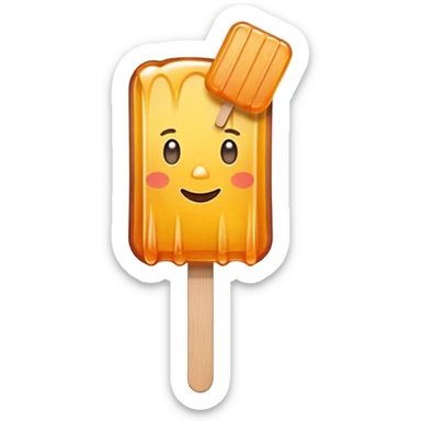 small roughly shaped maple taffy on a popsicle stick sticker