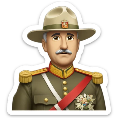 General Francisco Franco saludando, con el valle de los caidos de fondo sticker