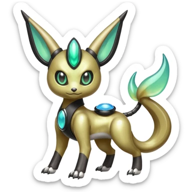 Glossy Oily Slick Futuristic Horned Cyber-Vernid-Trico-Meloetta-Grem2-Peppercat-Protogen-Pokémon-Digimon-Fakémon-fusion-hybrid-creature sticker