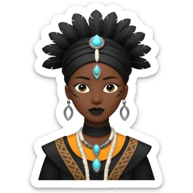 white shaman woman black clothes black accesories  sticker