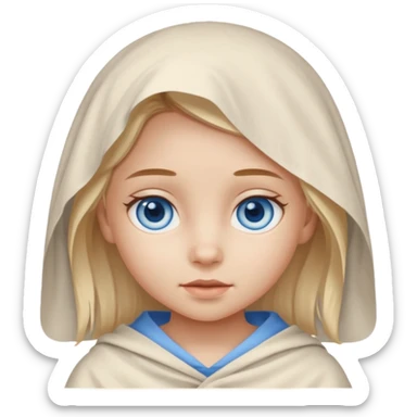 blue eyed desert girl child with creme cloth sticker