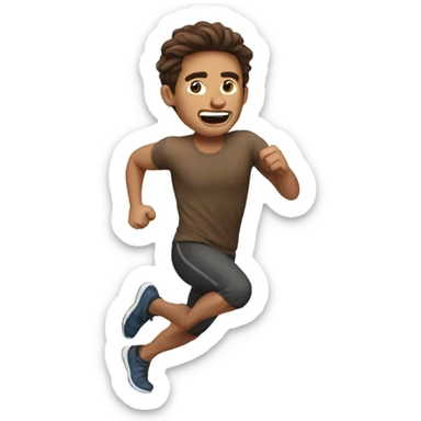 Brown hair guy running sticker