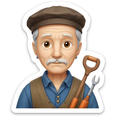 old master carpenter portrait, head and shoulders only, vintage clothing collar, wooden tool handle visible, wise expression, timeless craftsman vibe, 3D cartoon, mobile game icon style, clean background, no text, no watermark
 sticker