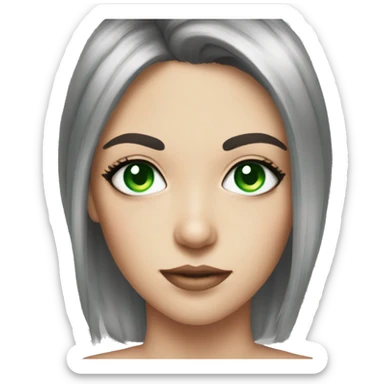 green eyes.. black hair… i wanna hold a strawberry and black outfit maybe tank top sticker