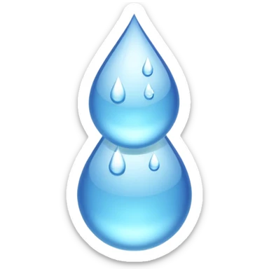 three equally sized droplets stacked on top of each other with two other droplets going outward from the middle droplet sticker