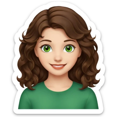 A girl brunette wavy hair green eyes sticker