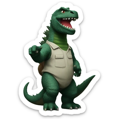 Godzilla with peace sign sticker