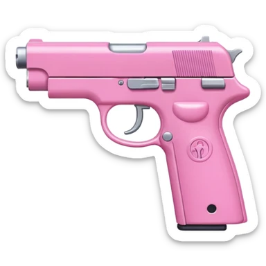 white hand with pink manicured nails gripping a pink pistol sticker