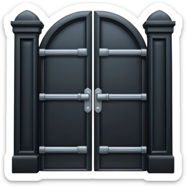 iOS emoji, minimal dark gate, sealed door, flat design sticker