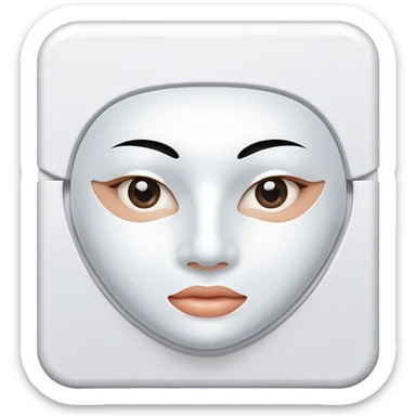 a beauty product box of skincare white  mask pack with rounded eyehole sticker