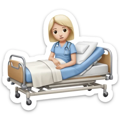 person looking sick in a hospital bed ios style emoji sticker