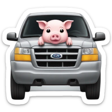 pig driving grey suv sticker