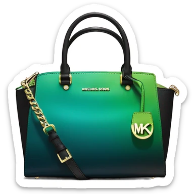 Realistic isolated black,dark teal,lime green,black and emerald green ombre Michael kors satchel purse.  sticker