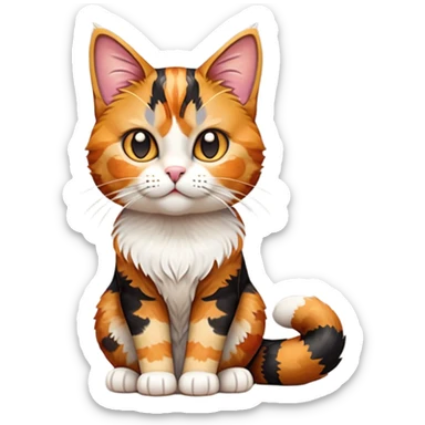 cinematic-[calico tabby cat]-realistic-full-body-sitting-emoji,-tail-curled-playfully-around-its-paws, cinematic-cute-calico-cat-portrait-emoji,-head-tilted-playfully-with-sparkling,-inquisitive-eyes-and-a-charming-patchwork-fur-of-orange,-black,-and-white,-simplified-yet-irresistibly-adorable,-highly-detailed,-glowing-with-a-warm,-invit (3) sticker