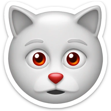 Chat blanc avec un bandeau rouge sur l’oreille droite sticker