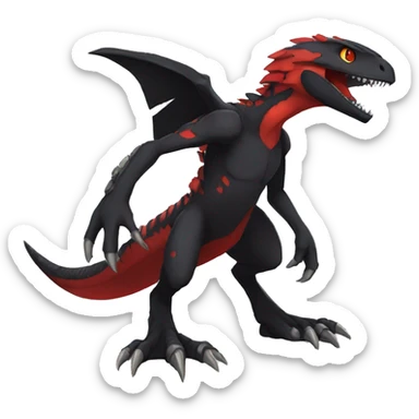  Cool Edgy Black Red Digimon-Fakemon-Raptor-Reptile full body sticker