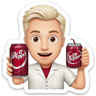 A crazy Caucasian with Dr Pepper sticker